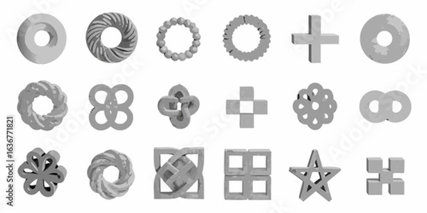 Fototapeta Collection of abstract geometric shapes and ornaments