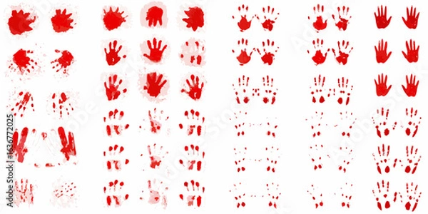 Fototapeta Collection of red blood handprints and splatters