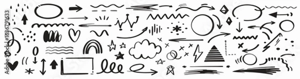 Fototapeta Hand-drawn Arrows, Shapes & Doodle Elements Set