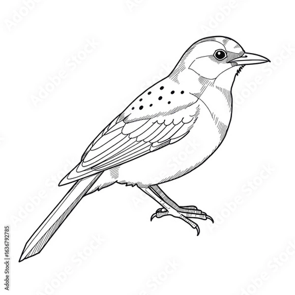 Fototapeta goldfinch, minimalistic line drawing, simple black and white contour illustration, vector, isolated, clean design, modern minimal contour sketch for posters, prints and decor