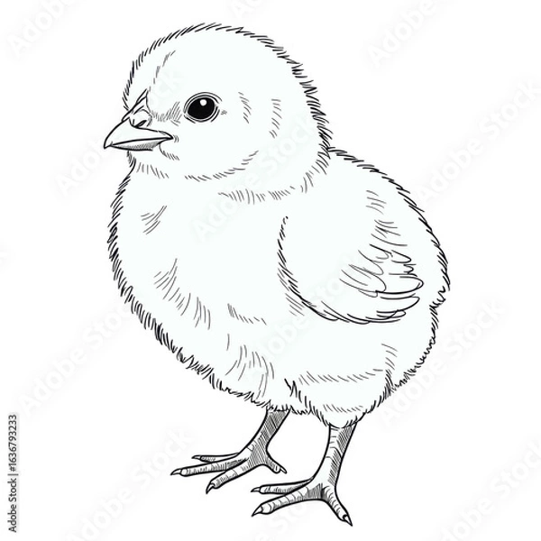 Fototapeta chicken, minimalistic line drawing, simple black and white contour illustration, vector, isolated, clean design, modern minimal contour sketch for posters, prints and decor