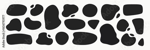 Fototapeta Abstract Black Shapes Collection: Irregular Organic Forms for Design