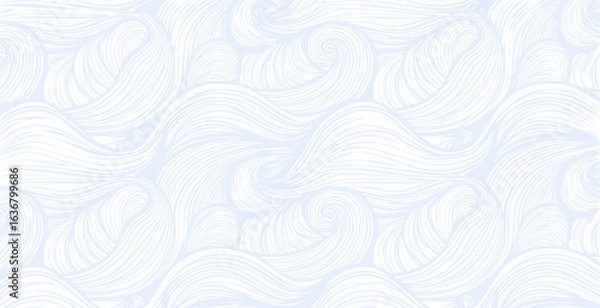 Fototapeta hand drawn abstract  pattern print, ocean waves, simple modern design wallpaper.