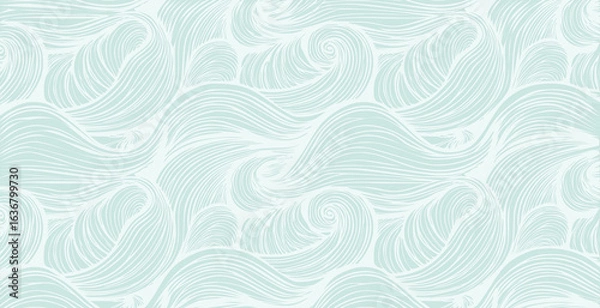 Obraz hand drawn abstract  pattern print, ocean waves, simple modern design wallpaper.