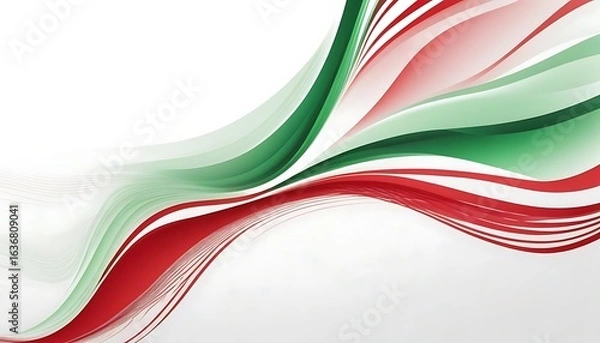 Fototapeta Elegant Abstract Waves in Red, White and Green for Stylish Backgrounds