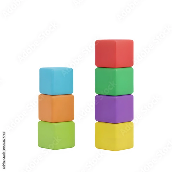 Obraz Colorful Stacked Cubes: Growth, Progress, and Success Concept.