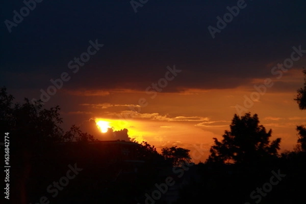 Fototapeta sunset over the river