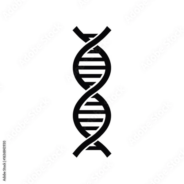 Fototapeta DNA double helix structure in minimalistic black design  on a transparent background