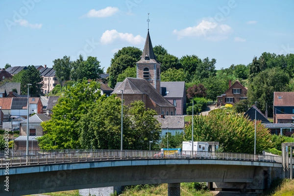 Fototapeta Panoramic view overe village of Thieu, Le Rœulx Hainaut, Belgium