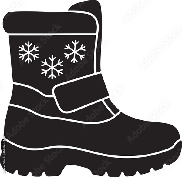 Fototapeta Winter Snow Boot with Snowflake Design Vector Illustration
