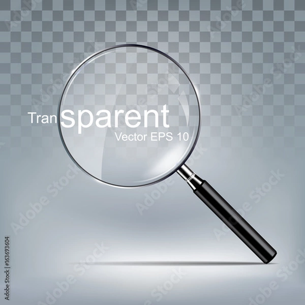 Fototapeta Magnify glass transparent lens, vector illustration