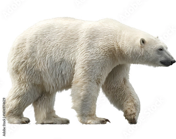 Fototapeta Side view polar bear isolated on transparent background