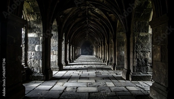 Obraz Dark, arched corridor