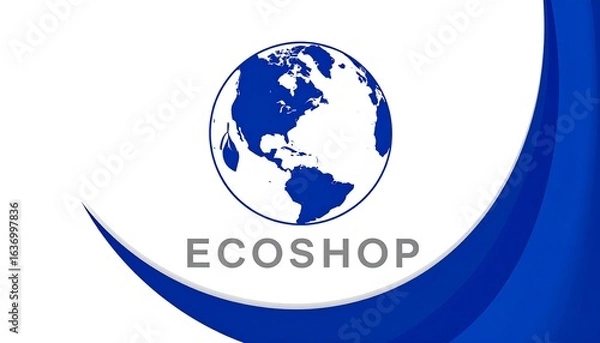 Obraz Blue globe logo, white background