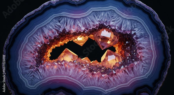 Fototapeta Surreal Geology: An Agate Geode Cross-Section.