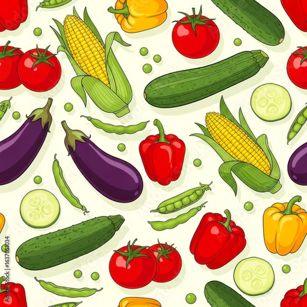 Fototapeta vibrant vegetable seamless pattern perfect for healthy food branding