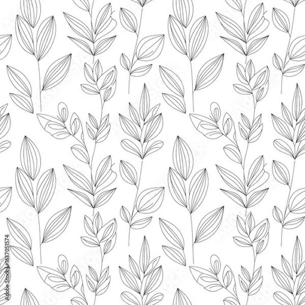 Fototapeta elegant line art botanical pattern for modern designs
