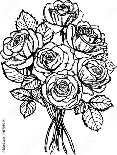 Obraz Roses flower hand sketch