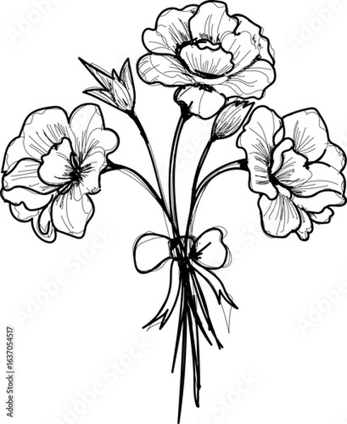 Obraz Poppy flower hand sketch