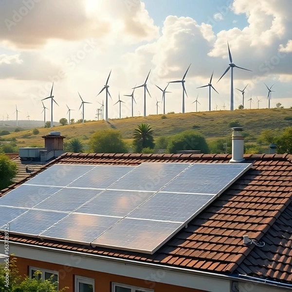 Obraz Renewable Energy: Solar and Wind Power in Harmony