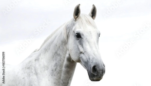 Fototapeta Close-up portrait of a grey horse