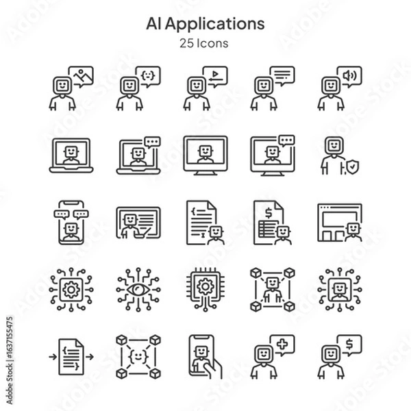 Fototapeta AI applications icons collection