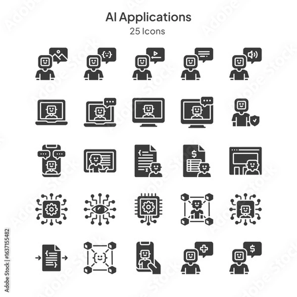 Fototapeta AI applications icons collection