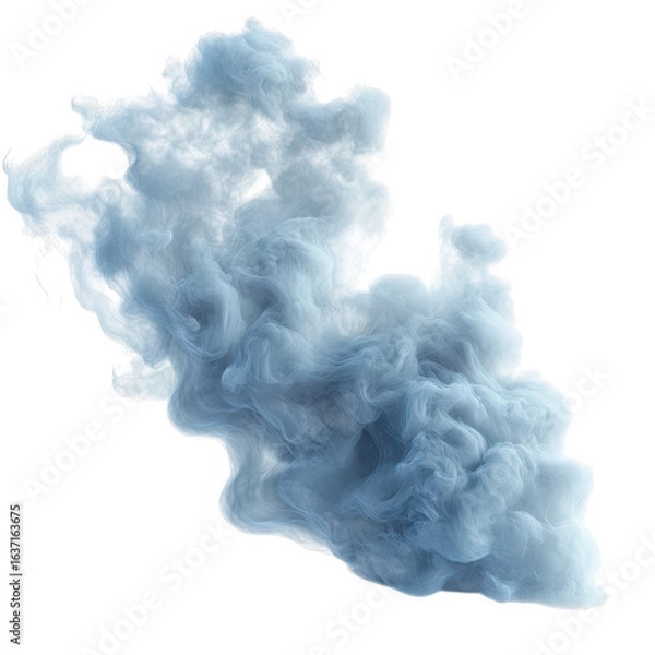 Fototapeta Wispy ethereal light blue smoke or cloud formation with delicate tendrils and swirling patterns isolated on transparent background