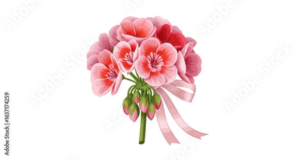 Obraz Elegant Geranium Bloom Display with Delicate Pink Ribbon Accentuation