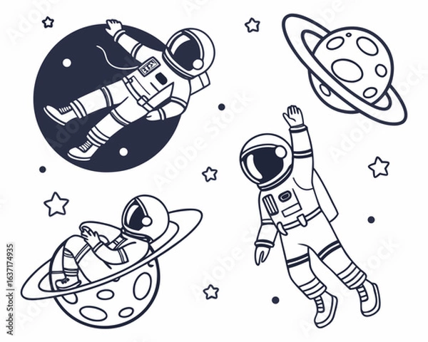Obraz astronaut vector illustration set