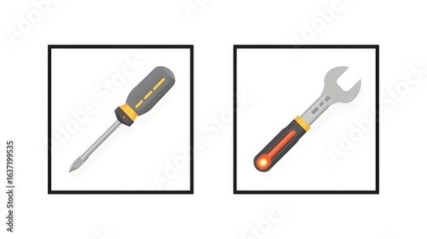 Fototapeta vector of workshop tools such as bolt wrenches