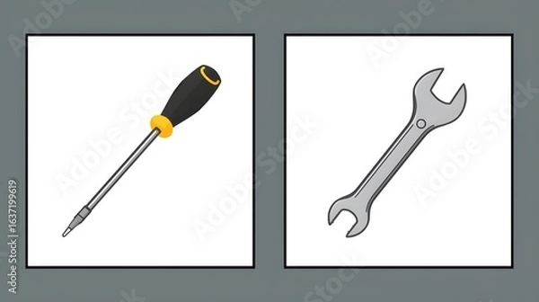 Fototapeta vectors of workshop tools such as screwdrivers and bolt wrenches