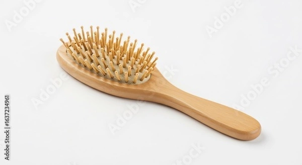 Fototapeta 木製のヘアブラシ 優しい光で輝く滑らかな肌触り. AI Generated