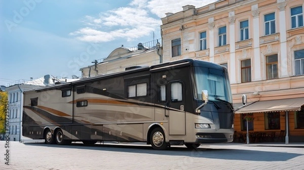 Fototapeta "Modern RV Parked in Front of Building"