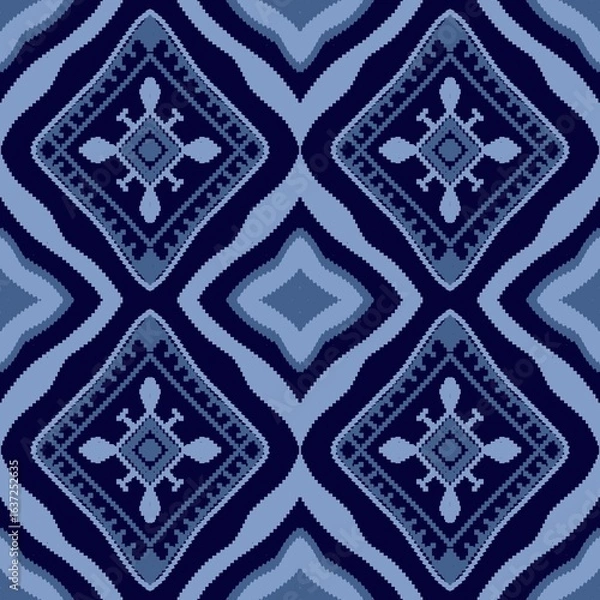 Fototapeta pattern batik flower damask ethnic boho ikat texture tribal geometric background