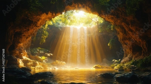 Fototapeta A cave system with natural bridges and tunnels