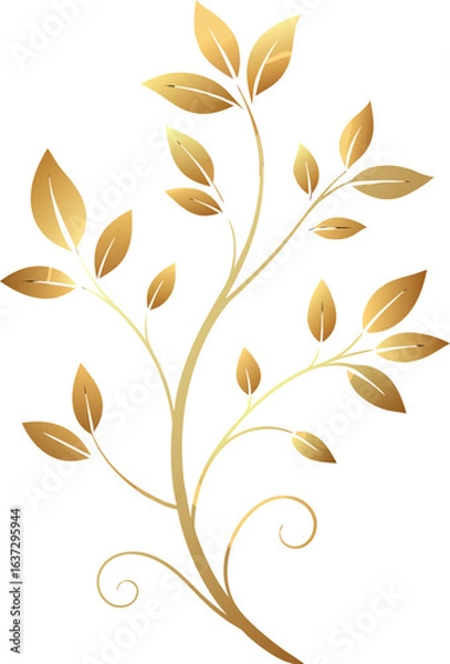 Obraz gilded plant silhouette with ornate vines delicta