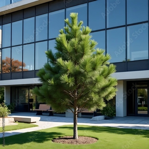 Obraz modern office building with pine tree