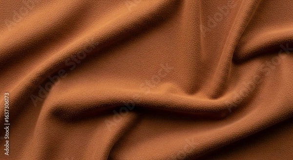 Fototapeta Clay brown suede fabric with matte finish and organic folds, desert-inspired soft texture photography