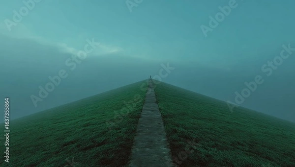 Fototapeta Misty path leading to horizon