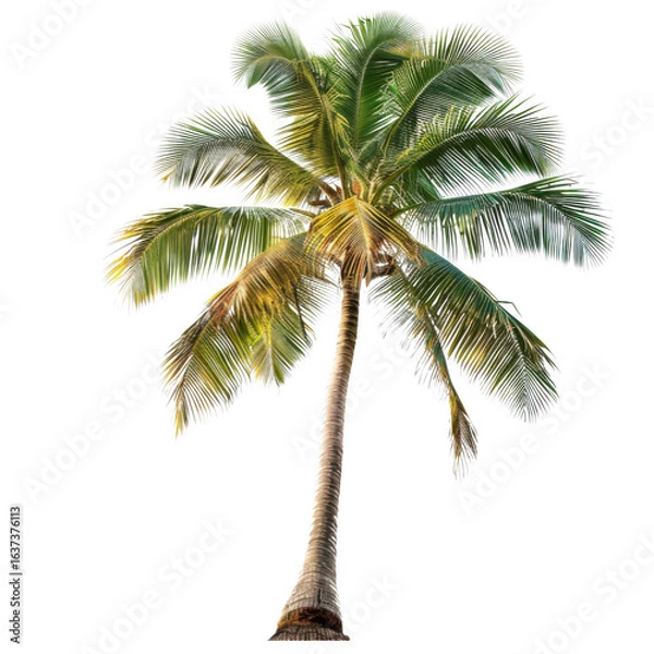 Fototapeta a coconut tree isolated on transparent and white background.