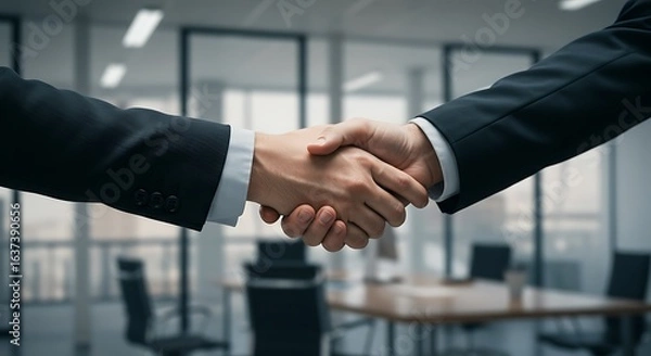 Obraz Seal the deal with a professional handshake in modern office, symbolizing trust and collaboration