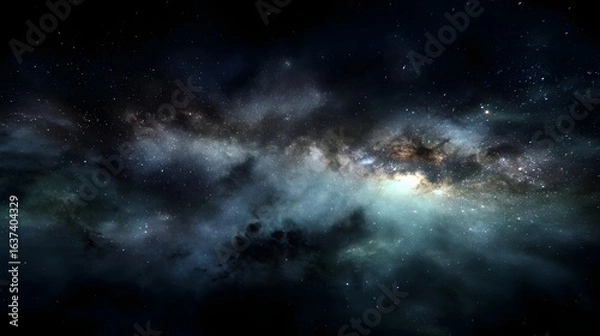 Fototapeta A vast expanse of space filled with nebulae and stars.