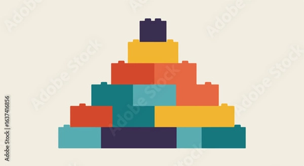 Fototapeta Block Tower An illustration of colorful blocks stacked in a triangular pyramid shape