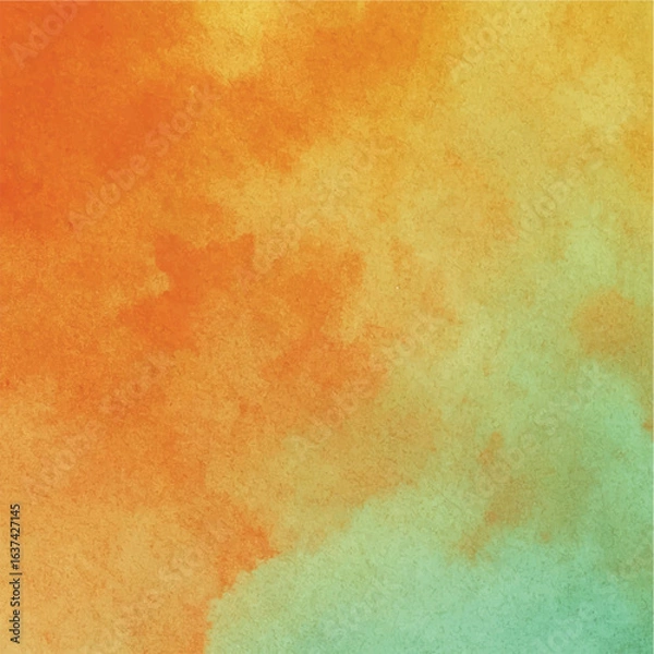Obraz Watercolor Texture Background Abstract Green And Orange Gradient Design