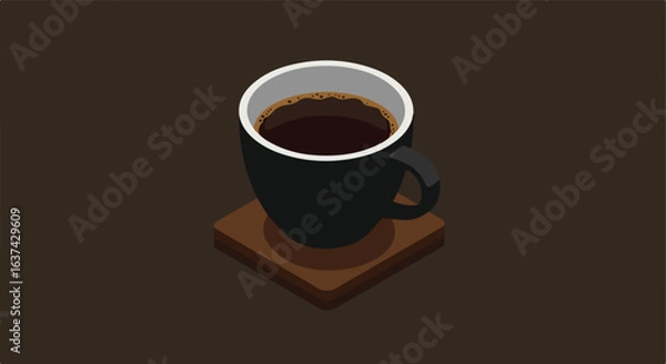 Fototapeta Isometric coffee cup on a brown table. Could be used for blogs, websites and posters