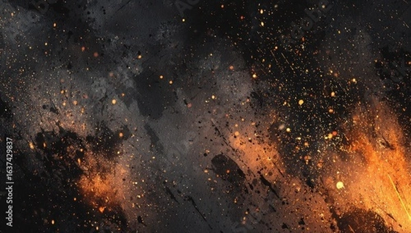 Fototapeta Abstract fiery explosion on a dark background