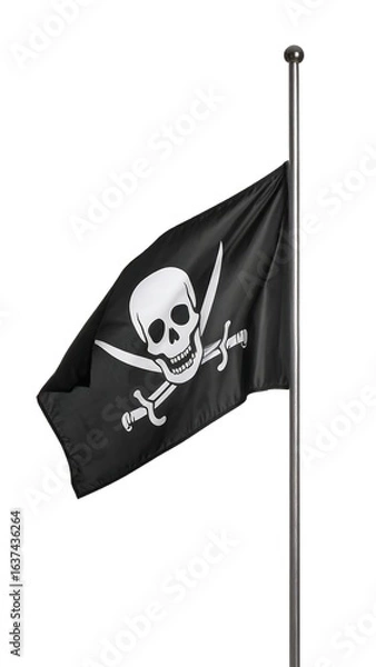 Obraz Black pirate flag waving