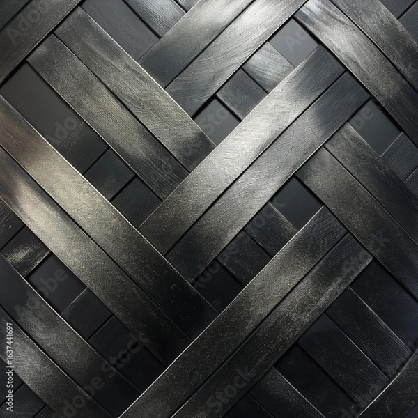Obraz Dark Metallic Weave: An Abstract, Textured Background in Black and Silver.