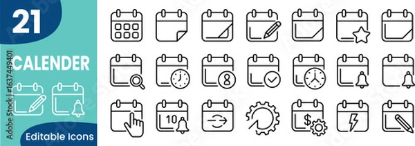Fototapeta Calendar Icons Collection for Schedule and Event Management 